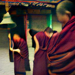 generated: Tibetan priests ringing a bell #3